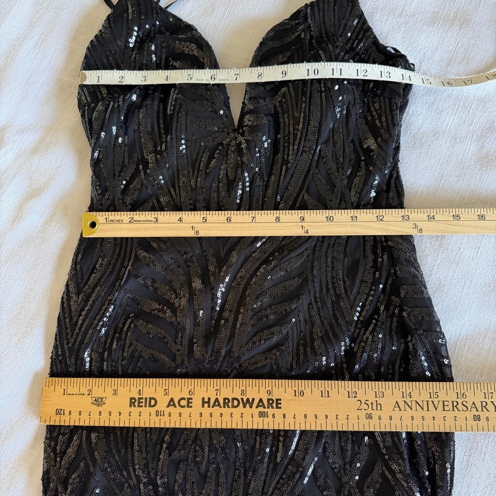 Fashion Nova Tayla Sequin Maxi Dress Womens L Black Mermaid Formal Whimsigoth - Picture 11 of 13